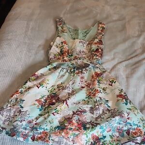 Teeze Me Mint Floral Fit-and-Flare Party Dress